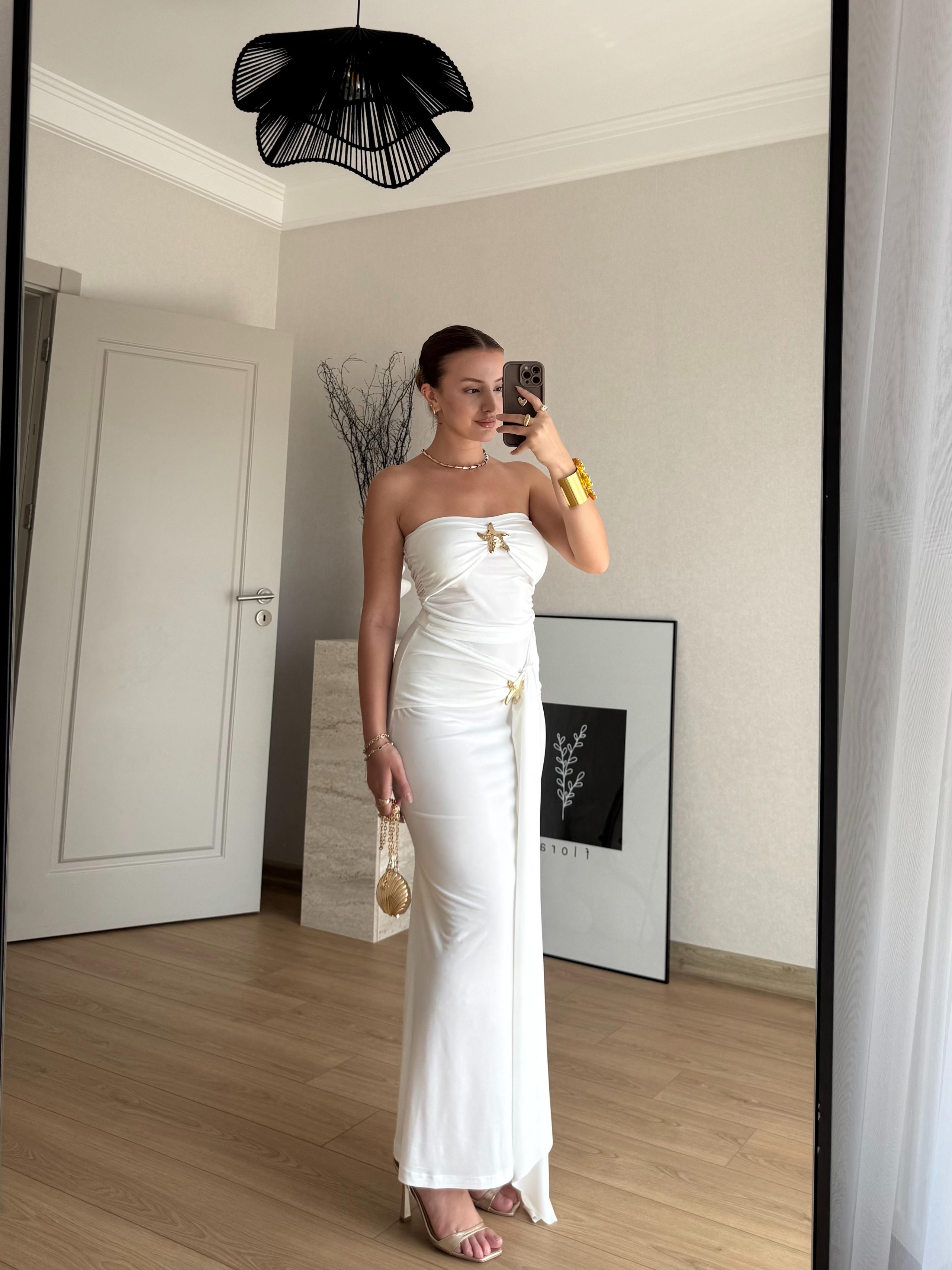 ELBİSEECMEL BAŞARANStella Elegance Beyaz Elbise
