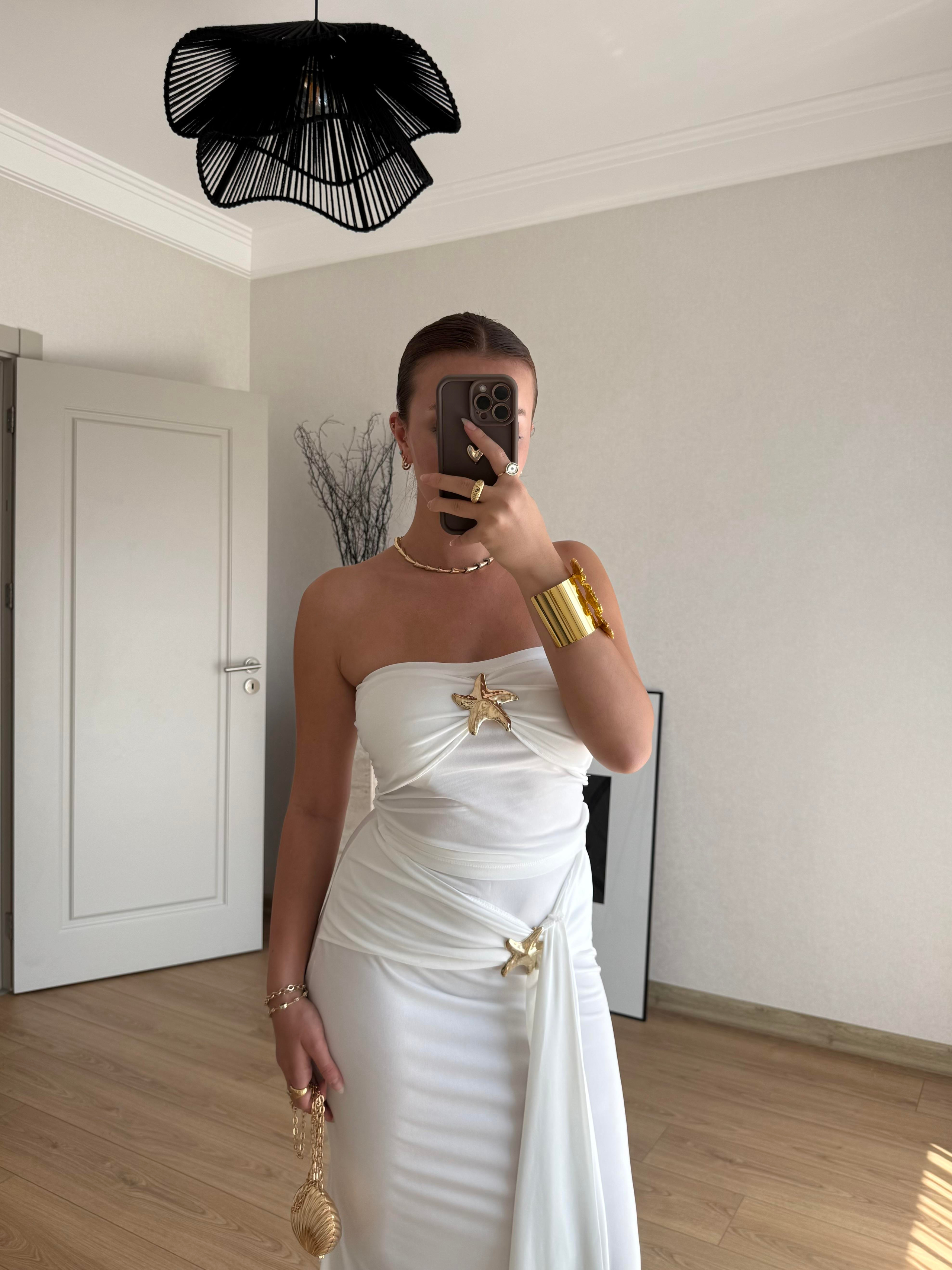 ELBİSEECMEL BAŞARANStella Elegance Beyaz Elbise