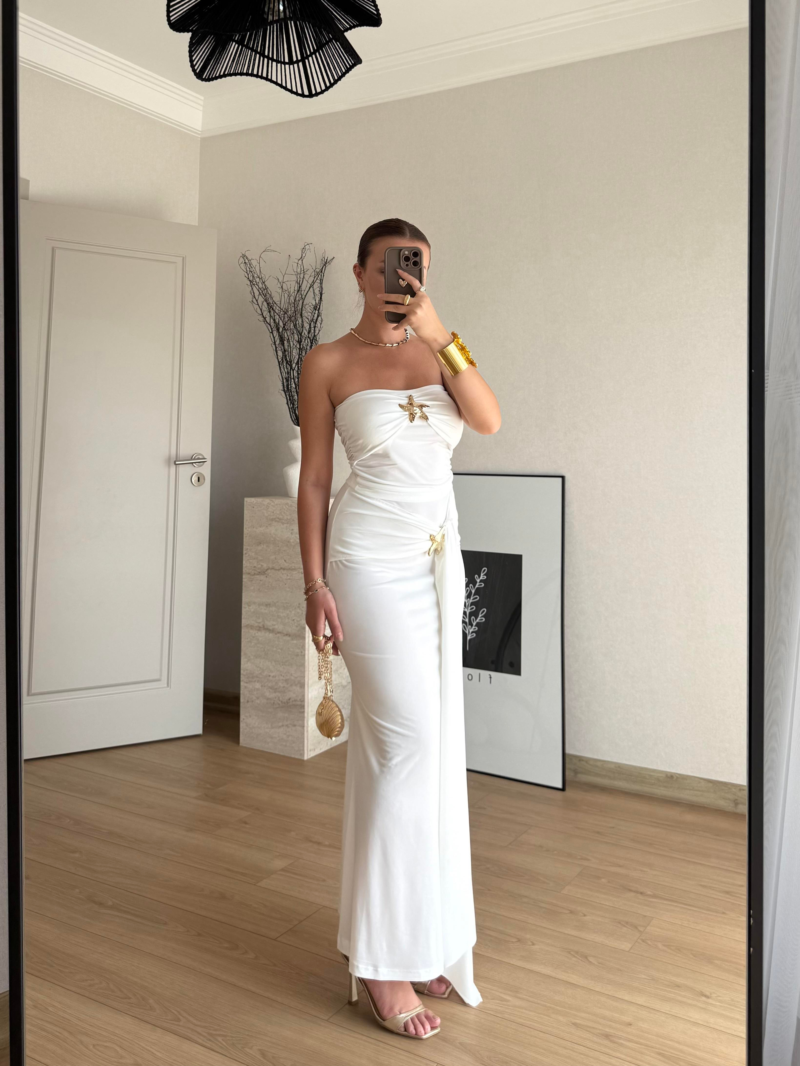 ELBİSEECMEL BAŞARANStella Elegance Beyaz Elbise