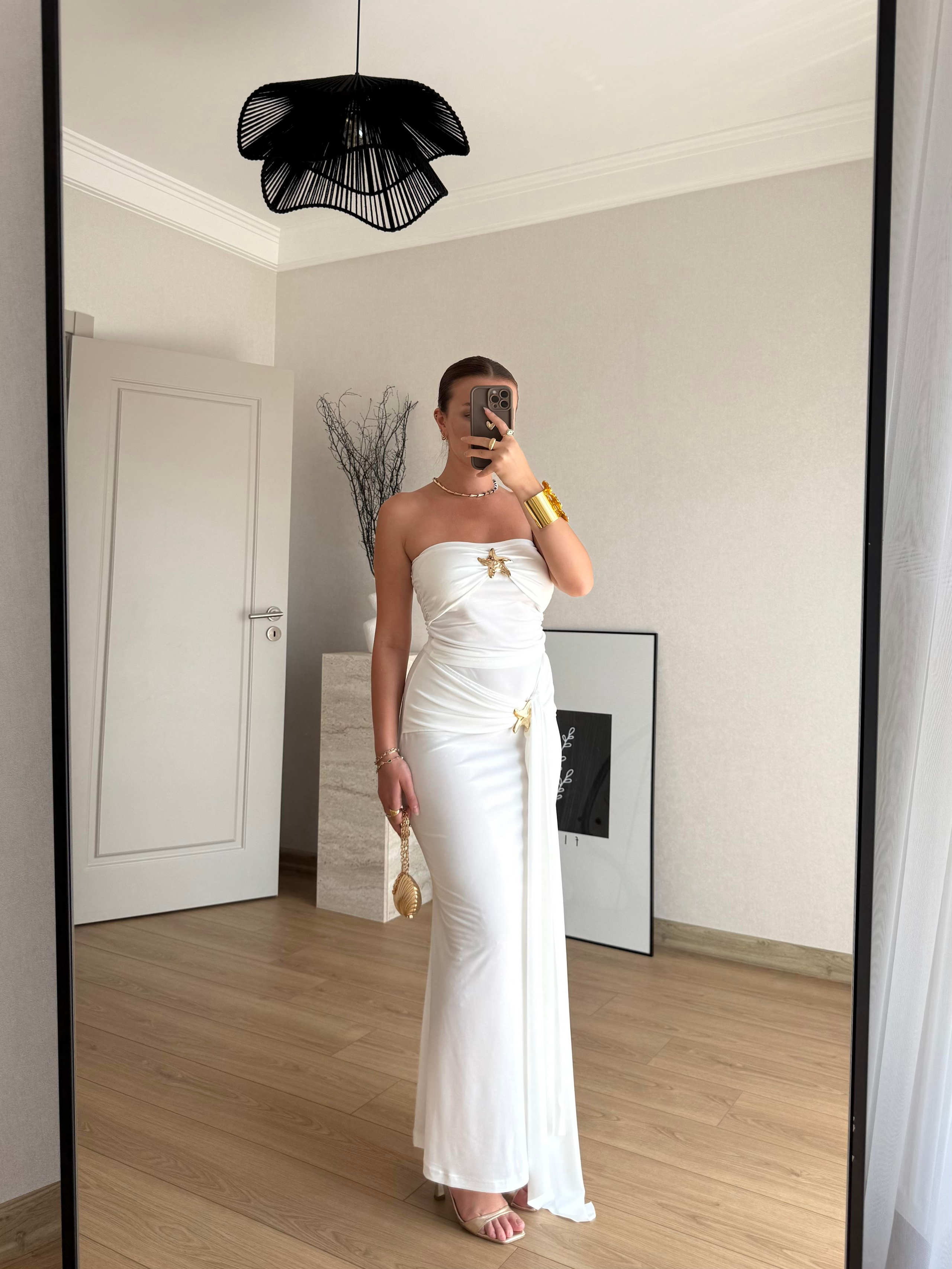 ELBİSEECMEL BAŞARANStella Elegance Beyaz Elbise
