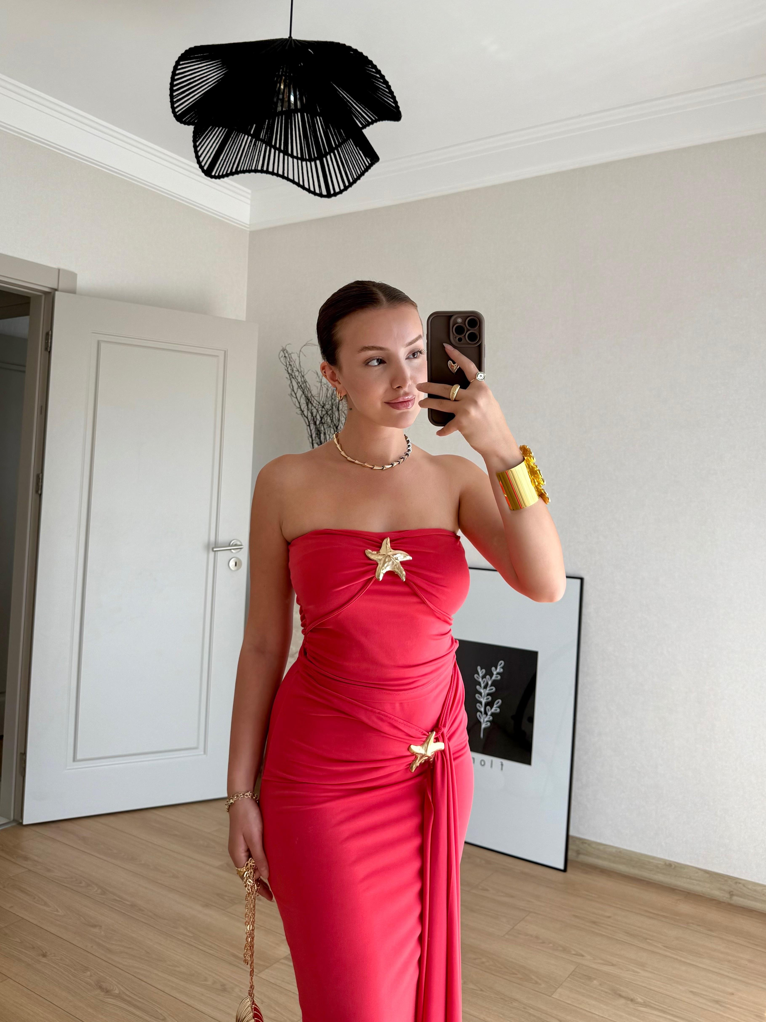 ELBİSEECMEL BAŞARANStella Elegance Kırmızı Elbise