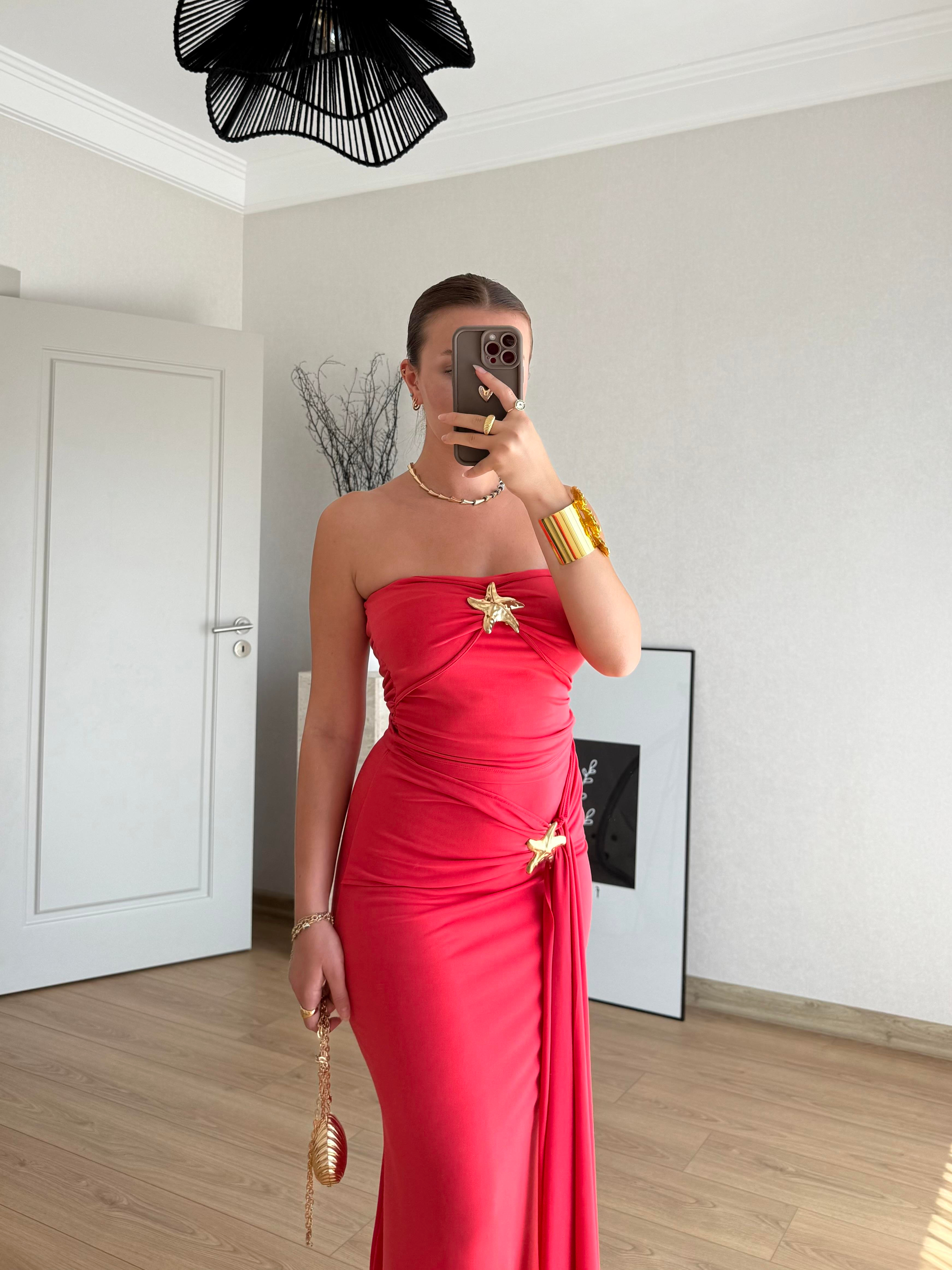 ELBİSEECMEL BAŞARANStella Elegance Kırmızı Elbise
