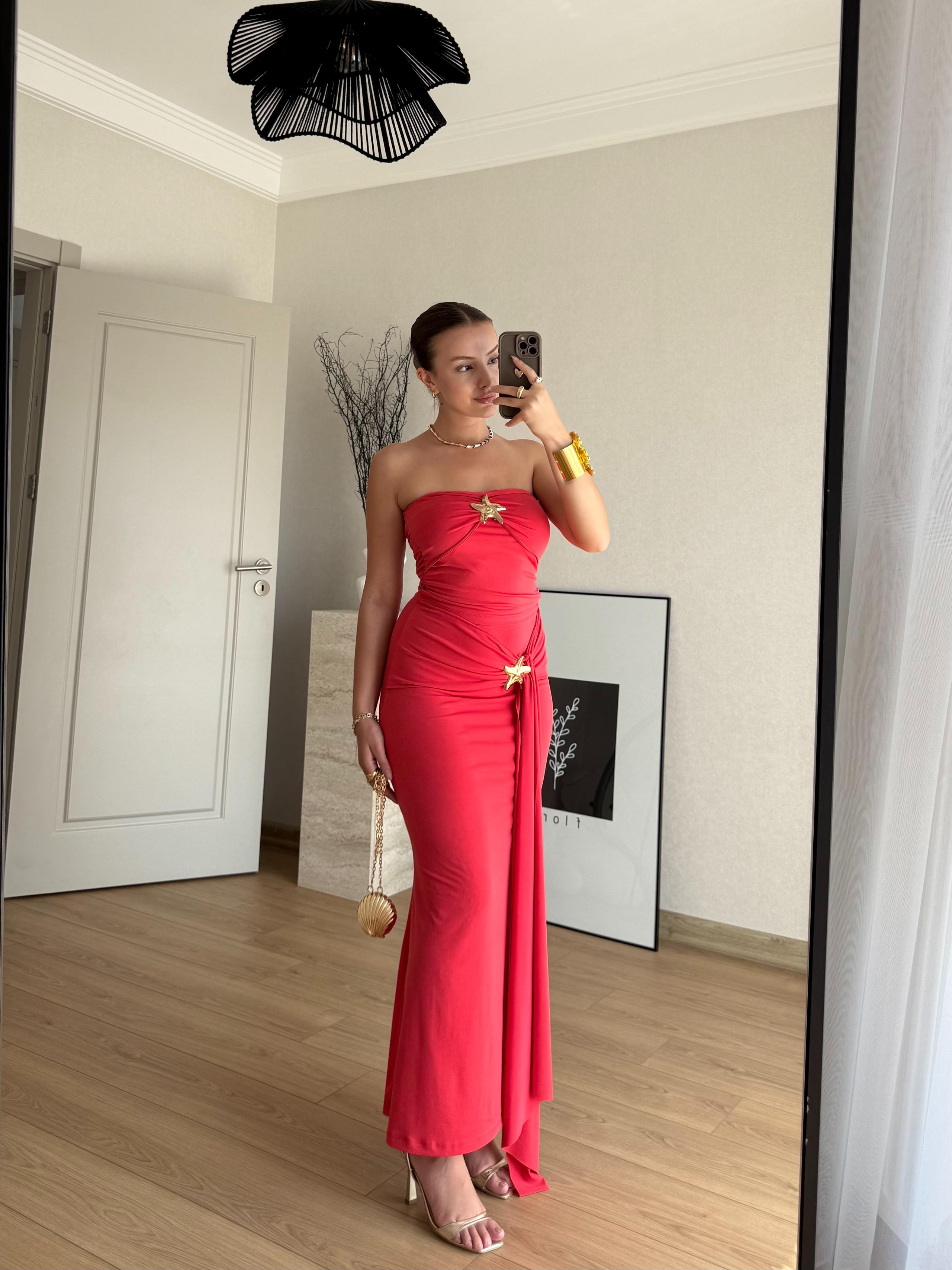 ELBİSEECMEL BAŞARANStella Elegance Kırmızı Elbise