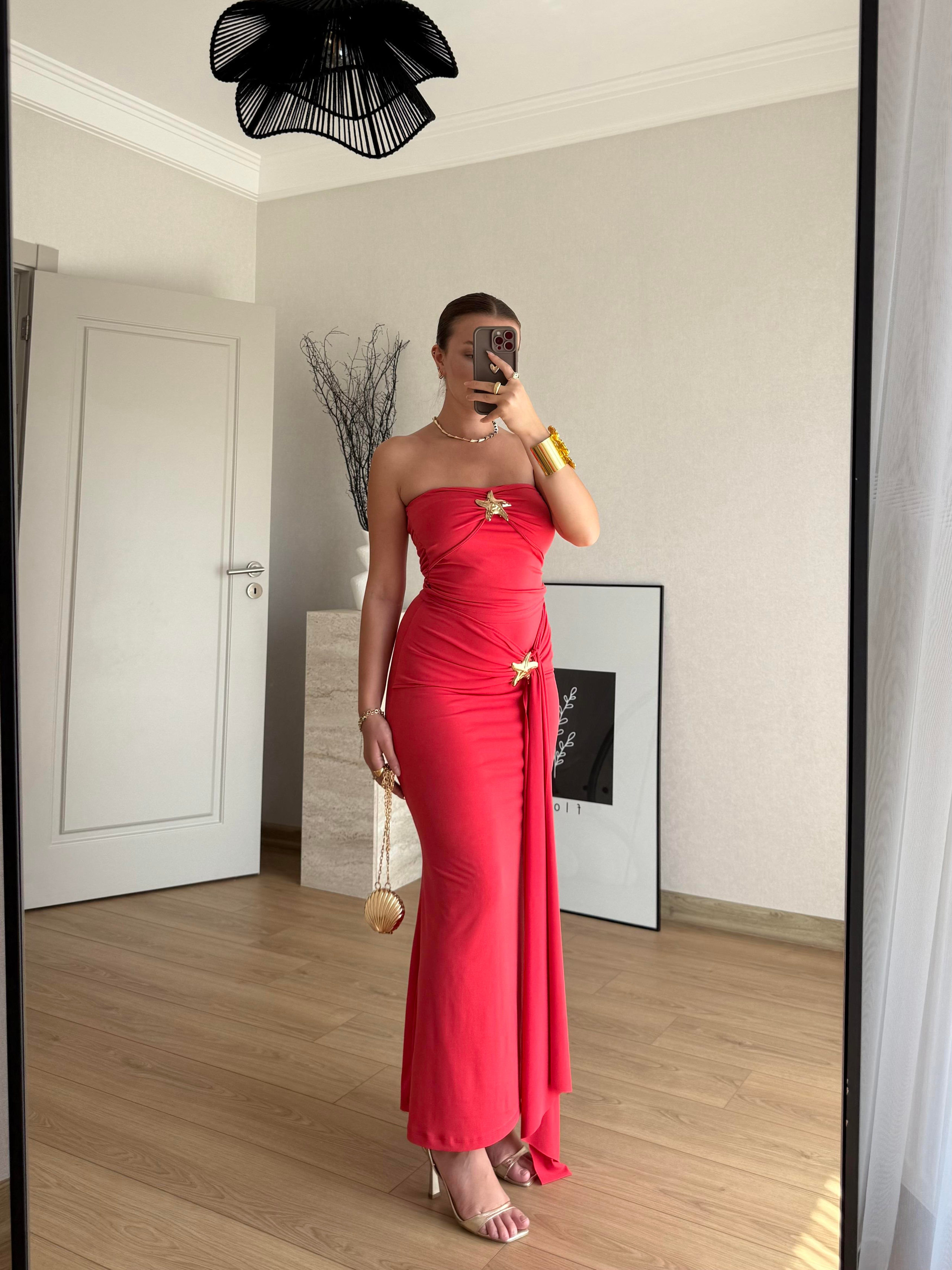 ELBİSEECMEL BAŞARANStella Elegance Kırmızı Elbise