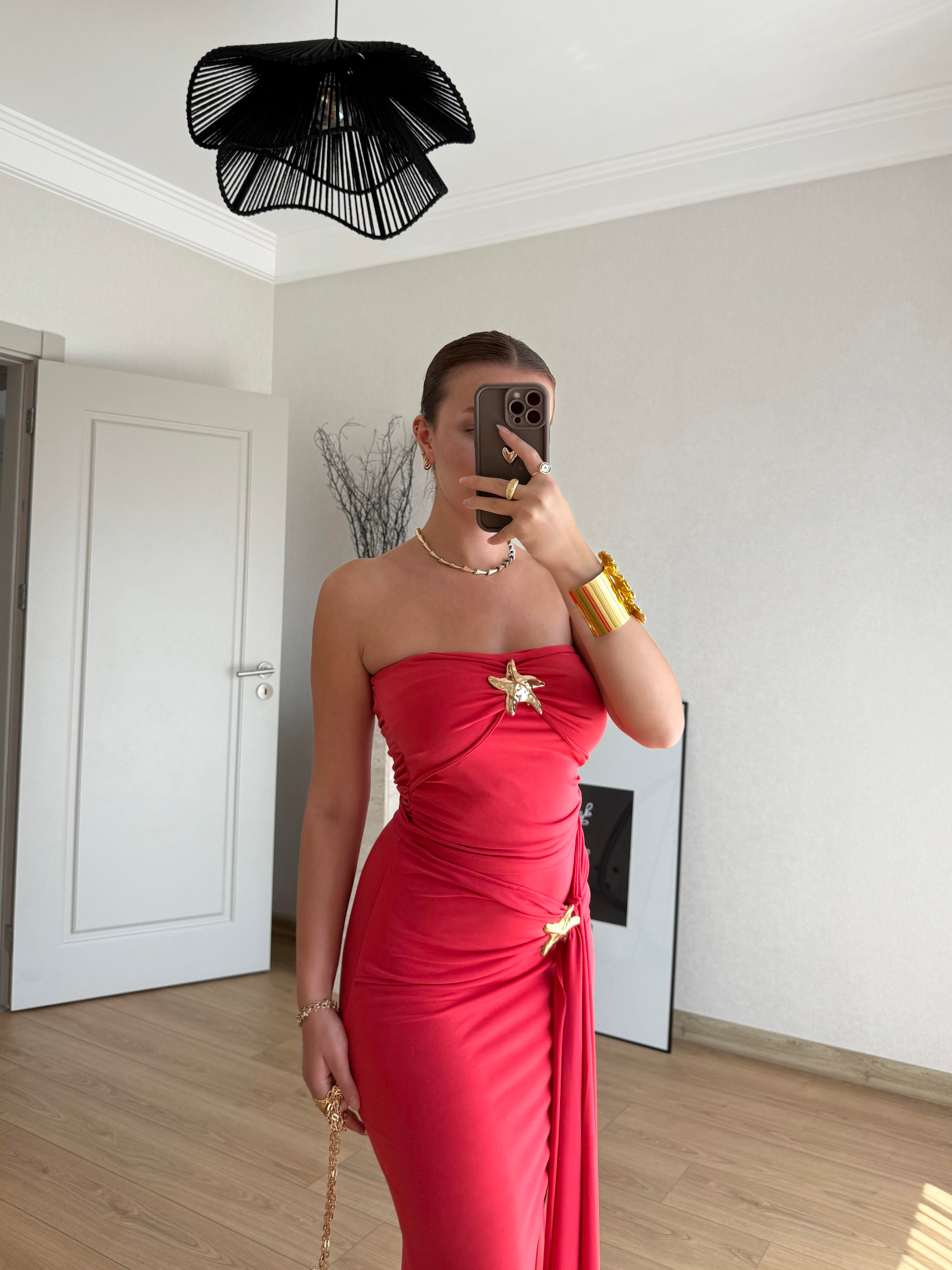 ELBİSEECMEL BAŞARANStella Elegance Kırmızı Elbise