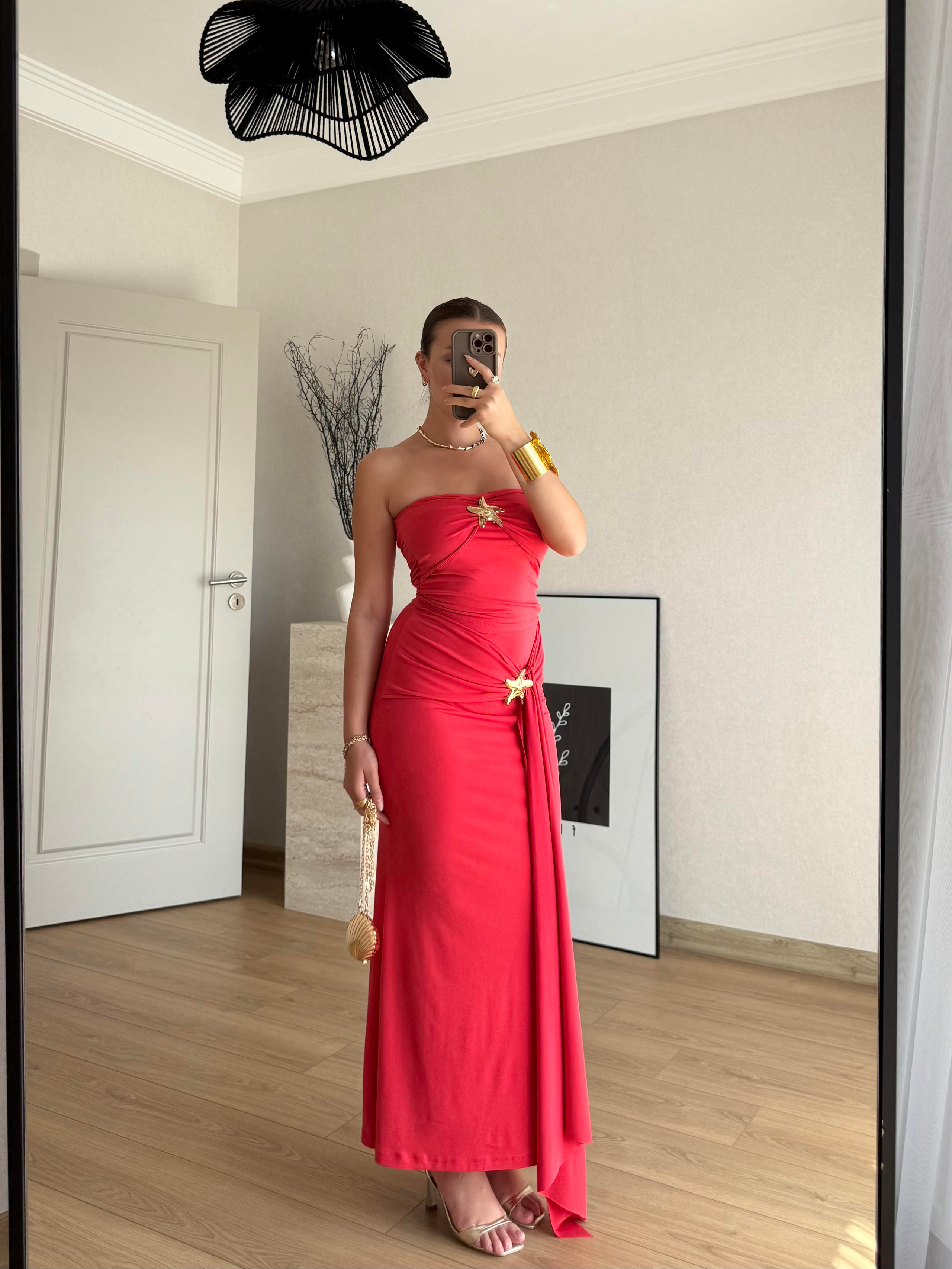 ELBİSEECMEL BAŞARANStella Elegance Kırmızı Elbise