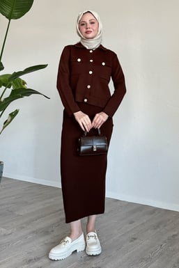 Etekli Ceketli Acı Kahve Takım