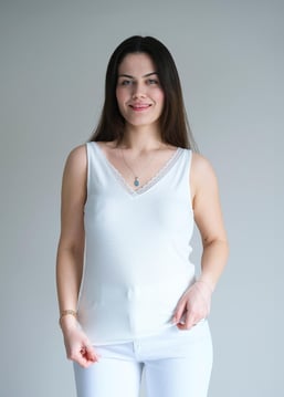 Ön Arka V Dantelli Atlet Beyaz
