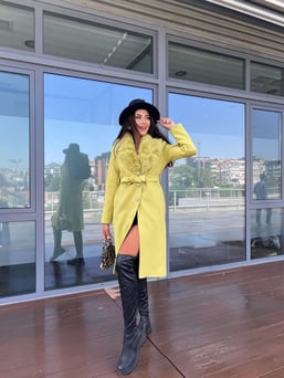 Amore Kürklü Kaban Yağ Yeşili