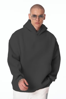 Füme Unisex Bol Kalıp Hoodie