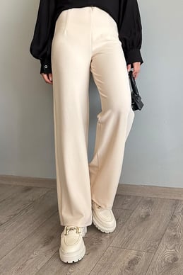 Pleated Palazzo Ecru Trousers