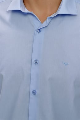  Morven Erkek Buz Mavisi Basic Slim Fit Dar Kesim Gömlek