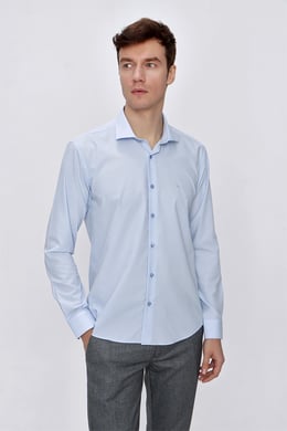  Morven Erkek Buz Mavisi Basic Slim Fit Dar Kesim Gömlek