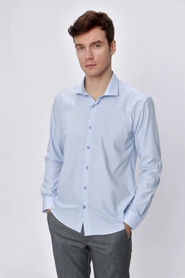  Morven Erkek Buz Mavisi Basic Slim Fit Dar Kesim Gömlek