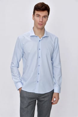  Morven Erkek Buz Mavisi Basic Slim Fit Dar Kesim Gömlek