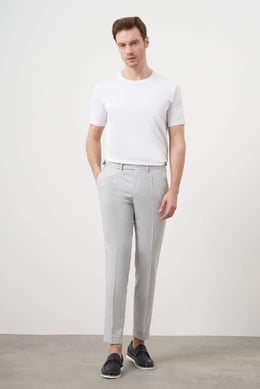Morven Erkek Gri Poliviskon Trend Pileli Slim Fit Spor Pantolon