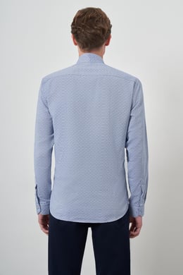 Morven Erkek Mavi Slim Fit Dik Yaka Gömlek