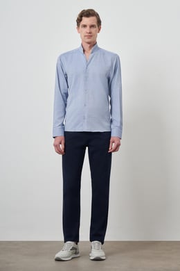 Morven Erkek Mavi Slim Fit Dik Yaka Gömlek