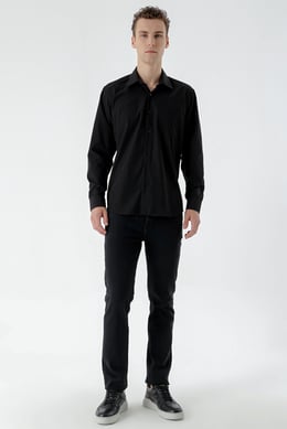 Morven Erkek Siyah Basic Cepli Regular Fit Gömlek