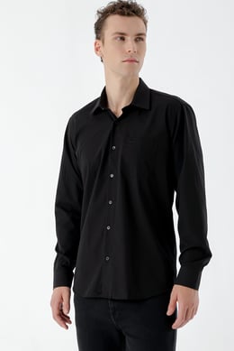 Morven Erkek Siyah Basic Cepli Regular Fit Gömlek