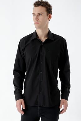 Morven Erkek Siyah Basic Cepli Regular Fit Gömlek