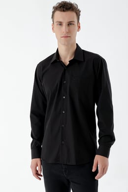 Morven Erkek Siyah Basic Cepli Regular Fit Gömlek