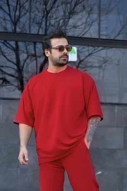 Kırmızı Unisex Oversize T-shirt