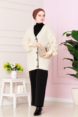 Stitched Cardigan -Beige color 