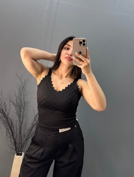 Merdiven Yaka Triko Atlet Siyah
