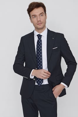  Morven Erkek Lacivert Çizgili Slim Fit Dar Kesim Takım Elbise
