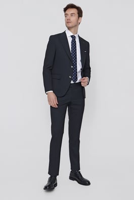  Morven Erkek Lacivert Çizgili Slim Fit Dar Kesim Takım Elbise