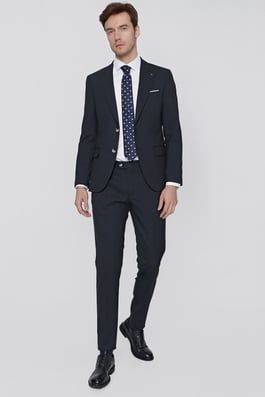  Morven Erkek Lacivert Çizgili Slim Fit Dar Kesim Takım Elbise