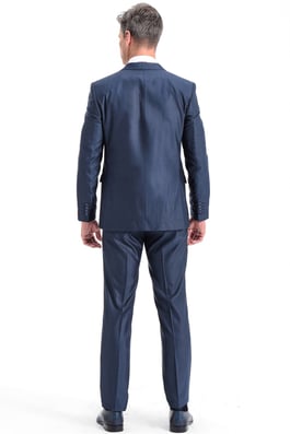  Morven Erkek Mavi Momento Slim Fit Dar Kesim Yelekli 6 Drop Takım Elbise