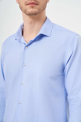 Morven Erkek A. MAVİ Pamuk Baskılı Desenli  İtalyan Yaka Slim Fit Gömlek