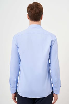 Morven Erkek A. MAVİ Pamuk Baskılı Desenli  İtalyan Yaka Slim Fit Gömlek