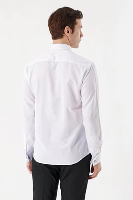 Morven Erkek Beyaz Juliet Jakarlı  Manşetli Sert Yaka Slim Fit Gömlek