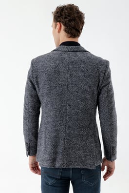 Morven Erkek Lacivert Yün Örme Slim Fit Ceket