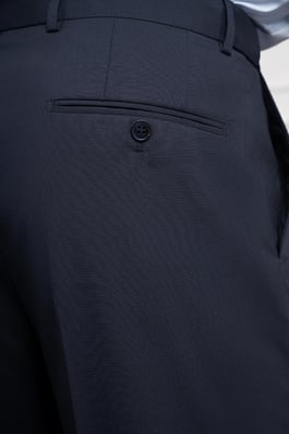 Morven Erkek Lacivert Yünlü Basic Dynamic Fit Rahat Kesim Classic Pantolon