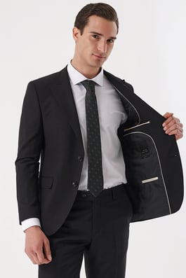 Morven Erkek Siyah Basic Mega Slim Fit Takım Elbise