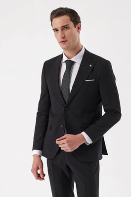 Morven Erkek Siyah Basic Mega Slim Fit Takım Elbise