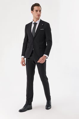 Morven Erkek Siyah Basic Mega Slim Fit Takım Elbise