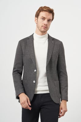 Morven Erkek Siyah Örme Slim Fit Torba Cep Mono Yaka Spor Ceket