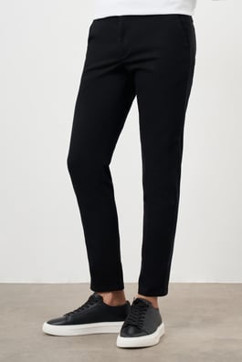 Morven Erkek Siyah Yazlık Pileli Slim Fit Chino Pantolon