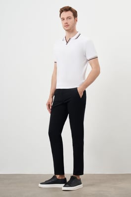 Morven Erkek Siyah Yazlık Pileli Slim Fit Chino Pantolon
