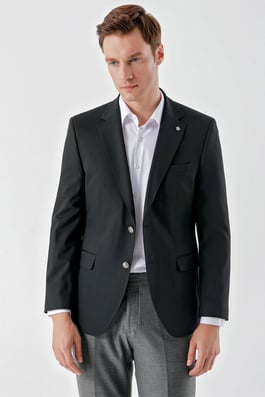 Morven Erkek Siyah Yün Dynamic Fit Blazer Ceket