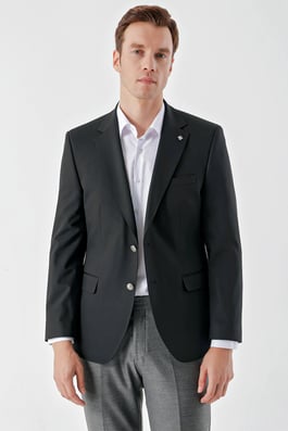 Morven Erkek Siyah Yün Dynamic Fit Blazer Ceket