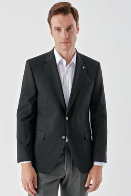 Morven Erkek Siyah Yün Dynamic Fit Blazer Ceket