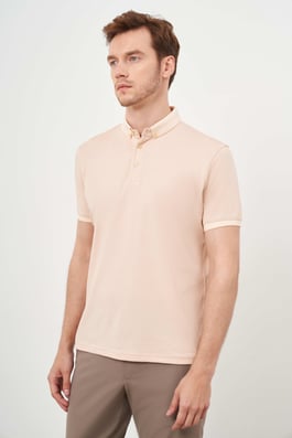Morven Erkek Somon Trend Merserize Düz Düğmeli Yaka Dynamic Fit T-Shirt