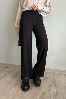 Pleated Palazzo Black Trousers