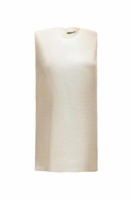 6043 Degradeli Kolsuz Keten Tunik-Bej